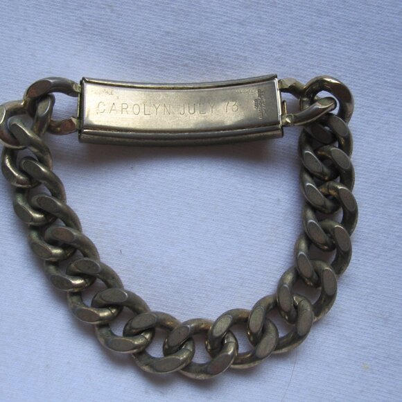 vintage Speidel USA Men's Gold Plated Name Plate ID Bracelet - Monogrammed JIM - Picture 2 of 5